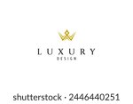 Simple gold crown luxury logo design
