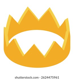 Simple gold crown is standing out on a white background