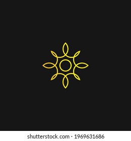 Simple gold flower monoline logo concept