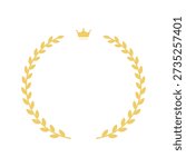 Simple gold frame material with crown and laurel wreath