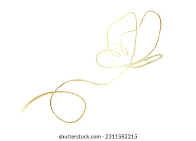 simple gold golden crayon or chalk effect line art single or one continuous fly butterfly 
