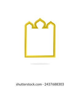 Simple gold Islamic shape ornament frame. Abstract outline template for icon or badge, logo, print, interior