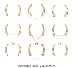 Simple gold laurel frame set vector