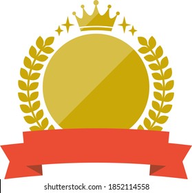 A simple gold laurel wreath and red ribbon ranking frame.