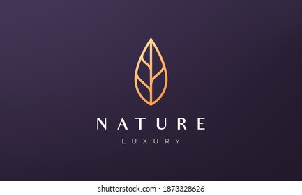 simple gold leaf logo in luxury and modern style