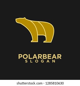 simple gold line polar bear logo icon designs vector