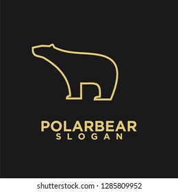 simple gold line standing polar bear logo icon designs vector
