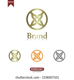 Simple gold luxury initial letter x with circle frame logo vector design