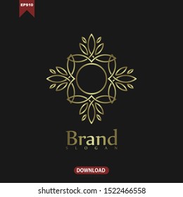 Simple gold mandala concept logo vector design template