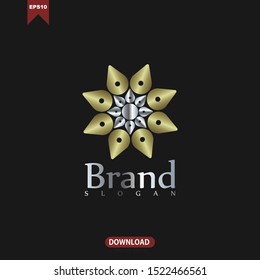 Simple gold mandala concept logo vector design template