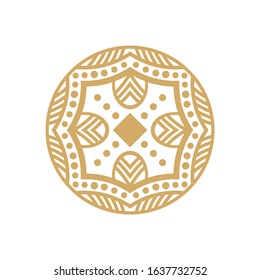 Simple gold Mandala Pattern.  Geometric mandala logotype.