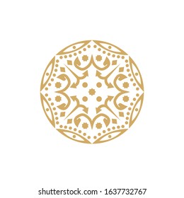 Simple gold Mandala Pattern.  Geometric mandala logotype.