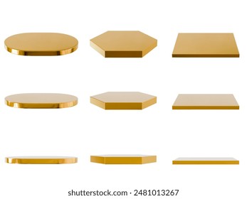 Simple gold marble podium contains 9 podiums