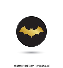 Simple gold on black bat icon, logo