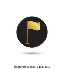 Simple gold on black flag icon, logo