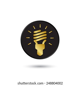 Simple gold on black fluorescent lamp icon, logo