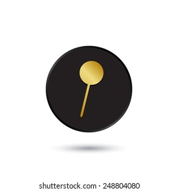 Simple gold on black pushpin icon, logo