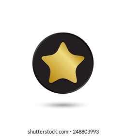 Simple gold on black star icon, logo