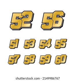 Simple Gold Racing Start Number Vector Set