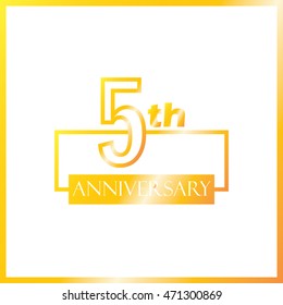 simple gold square 5th anniversary design