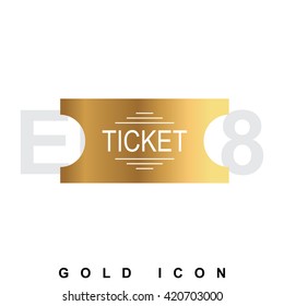 Simple Gold ticket  icon isolated on white background. Vector illustration.
