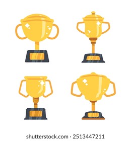 Simple gold trophy illustration set