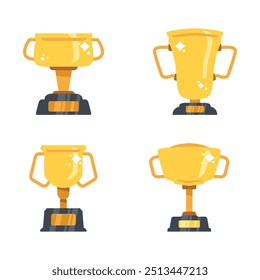 Einfache Gold-Trophäe Illustration Set