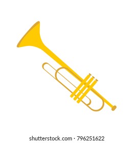 Golden Trumpet Musical Instrument Flat Vector Stock Vector (Royalty ...