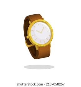 Simple gold watch. fashion accesories symbol cartoon illustration vector