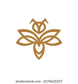 diseño vectorial del icono de la línea de abeja dorada simple, diseño pictograma del logotipo animal moderno de un insecto abstracto hermoso