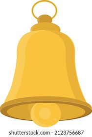 Simple golden bell, illustration, vector on a white background.