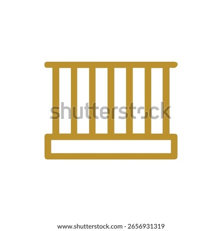 Simple golden brown outline icon of a fence or balustrade element ideal for various graphic design applications including safety security and architectural concepts.
