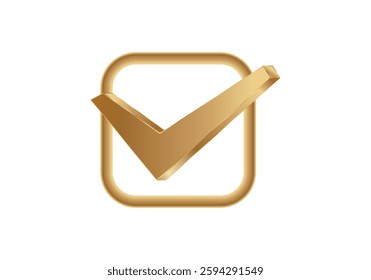 Simple golden checkbox with a bold check mark. ideal for apps, web, or design use.