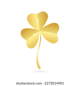 Simple Golden Clover Trefoil. Clean vector symbol for your St Patrick's Day project. Isolated on white background.