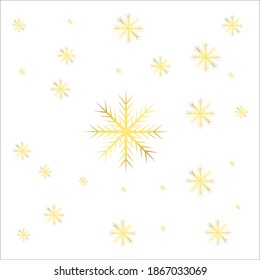 Simple Golden Color Snow Flakes Vector