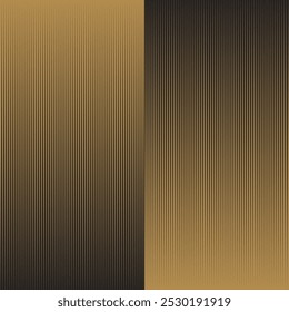 Patrón de línea vertical de color dorado simple de espesor a delgado sobre fondo negro.