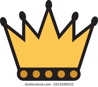 Simples ilustração de coroa dourada, perfeito para sites, logotipos e livros infantis. A coroa tem um contorno arrojado e é facilmente reconhecível.