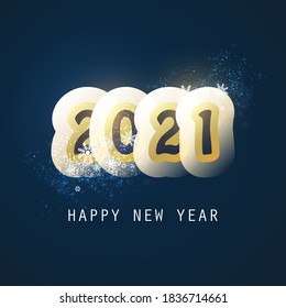 Simple Golden and Dark Blue New Year Card, Cover or Background Design Template With Round Numerals - 2021