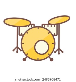 Einfache goldene Drum Kit Illustration für Musikstudio