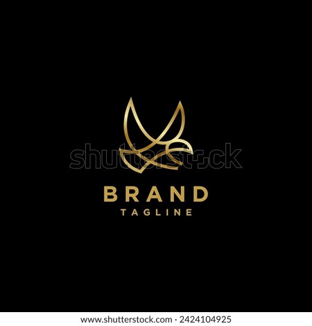 Simple Golden Eagle Line Logo Design. One Continuous Line Forms a Simple Eagle Logo Design.