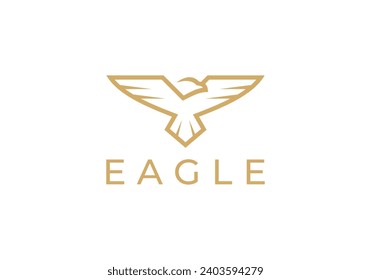 simple golden eagle logo, linear style icon design template.