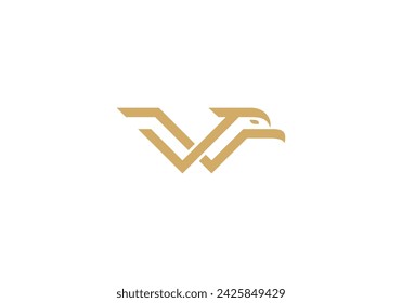 simple golden eagle logo, linear style icon design template.