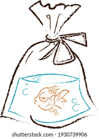 Simple golden fish in a simple bag
