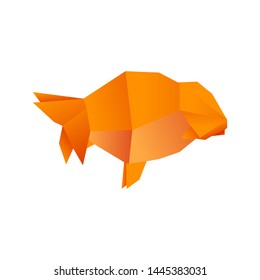 simple golden fish origami vector