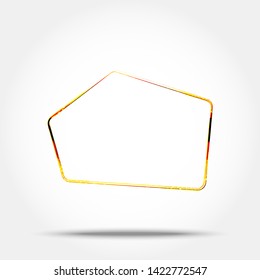 Simple golden frame. Vector design element with shadow.
