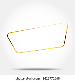 Simple golden frame. Vector design element with shadow.