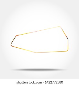 Simple golden frame. Vector design element with shadow.