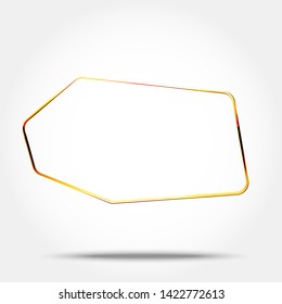 Simple golden frame. Vector design element with shadow.