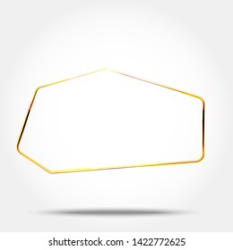 Simple golden frame. Vector design element with shadow.