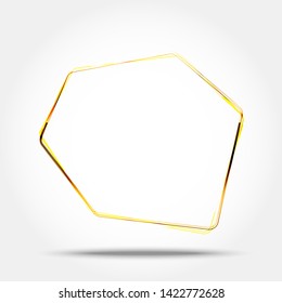 Simple golden frame. Vector design element with shadow.